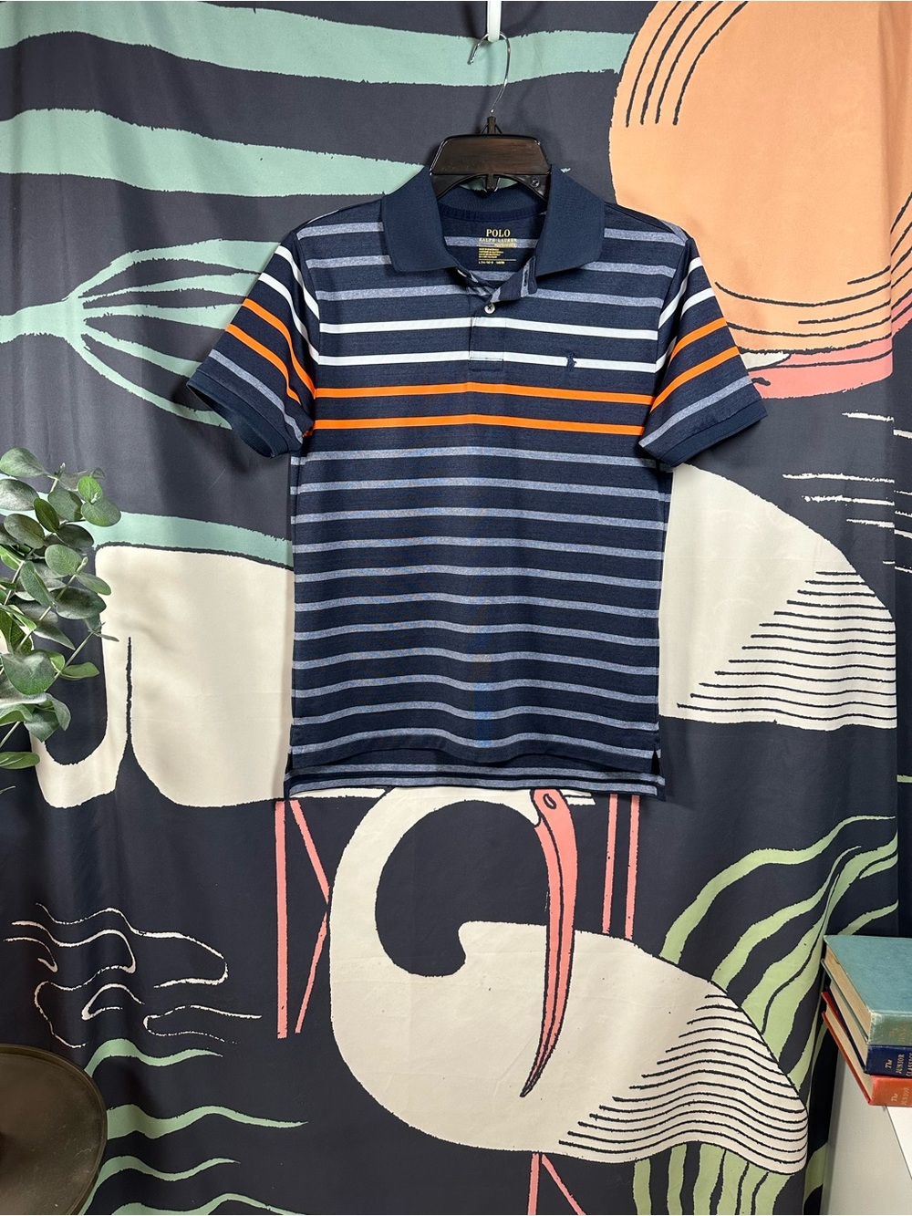Teen Polo by Ralph Lauren Navy, White & Orange Striped Polo